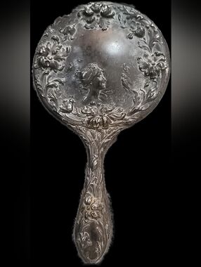 Foster & Bailey Art Nouveau Sterling Silver Repousse Hand Mirror, c. 1901